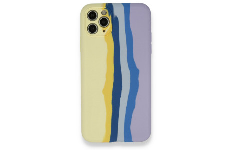 Newface iPhone 11 Pro Max Kılıf Ebruli Lansman Silikon - Sarı-Lila
