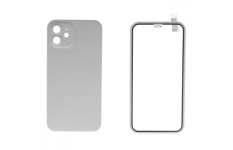 Newface iPhone 12 Kılıf 360 Full Body Silikon Kapak - Gümüş