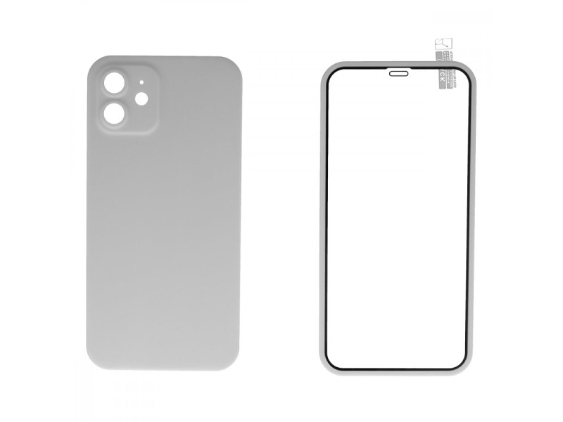 Newface iPhone 12 Kılıf 360 Full Body Silikon Kapak - Gümüş