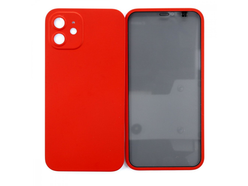 Newface iPhone 12 Kılıf 360 Hayalet Full Body Silikon Kapak - Kırmızı