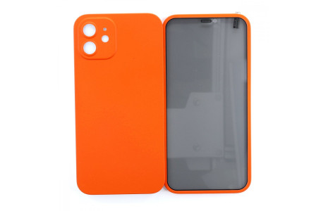 Newface iPhone 12 Kılıf 360 Hayalet Full Body Silikon Kapak - Turuncu