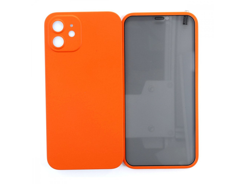 Newface iPhone 12 Kılıf 360 Hayalet Full Body Silikon Kapak - Turuncu