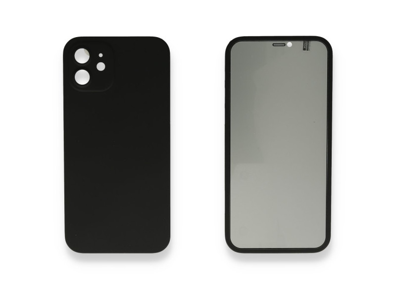 Newface iPhone 12 Kılıf 360 Hayalet Full Body Silikon Kapak - Siyah