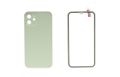 Newface iPhone 12 Kılıf 360 Mat Full Body Silikon Kapak - Açık Yeşil