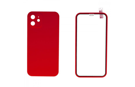 Newface iPhone 12 Kılıf 360 Mat Full Body Silikon Kapak - Kırmızı