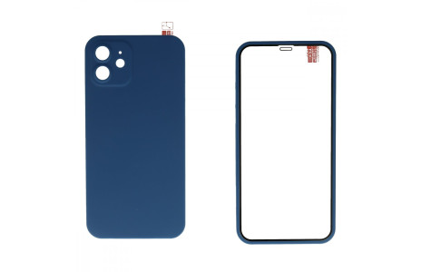 Newface iPhone 12 Kılıf 360 Mat Full Body Silikon Kapak - Mavi