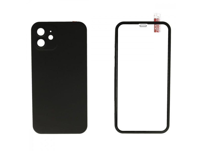Newface iPhone 12 Kılıf 360 Mat Full Body Silikon Kapak - Siyah