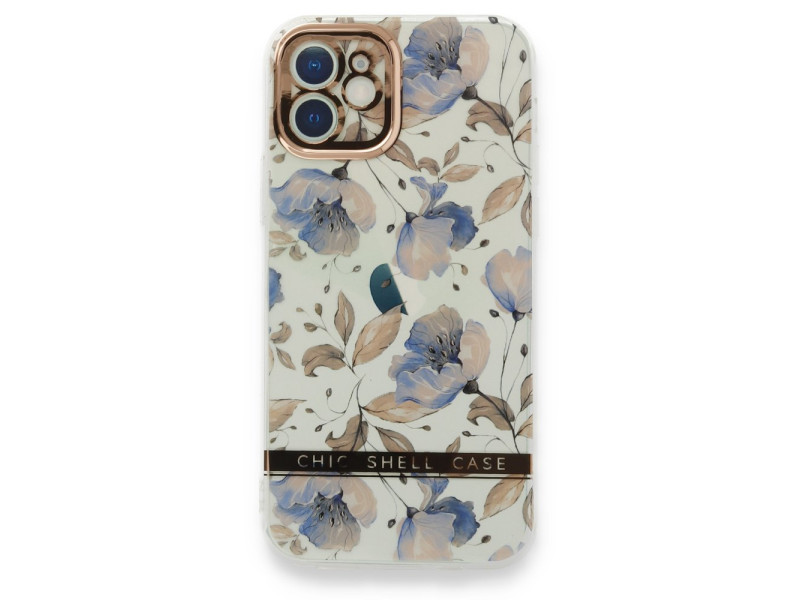 Newface iPhone 12 Kılıf Çiçekli Silikon - Lila