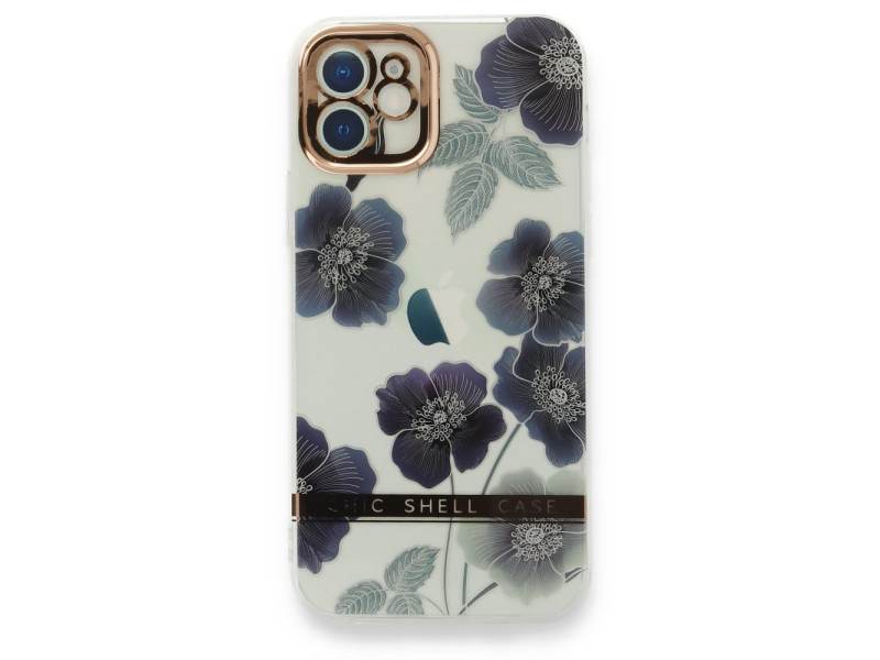 Newface iPhone 12 Kılıf Çiçekli Silikon - Mor