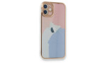 Newface iPhone 12 Kılıf Çiçekli Silikon - Pembe-Mavi