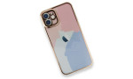 Newface iPhone 12 Kılıf Çiçekli Silikon - Pembe-Mavi