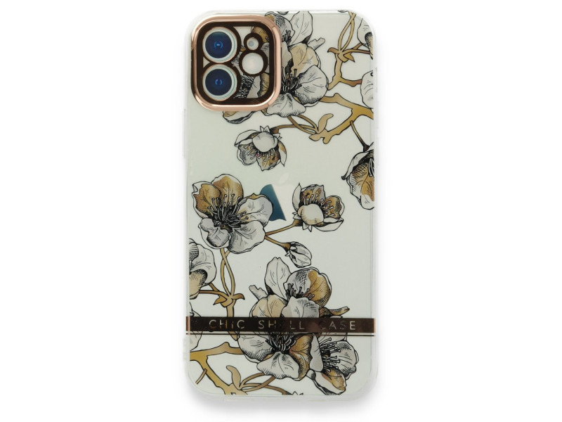 Newface iPhone 12 Kılıf Çiçekli Silikon - Pudra