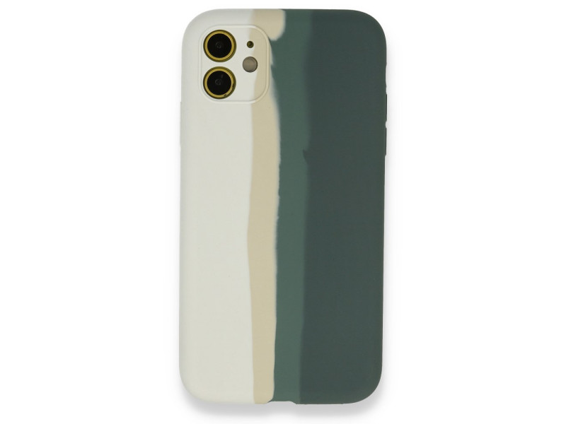 Newface iPhone 12 Kılıf Ebruli Lansman Silikon - Beyaz-Gri