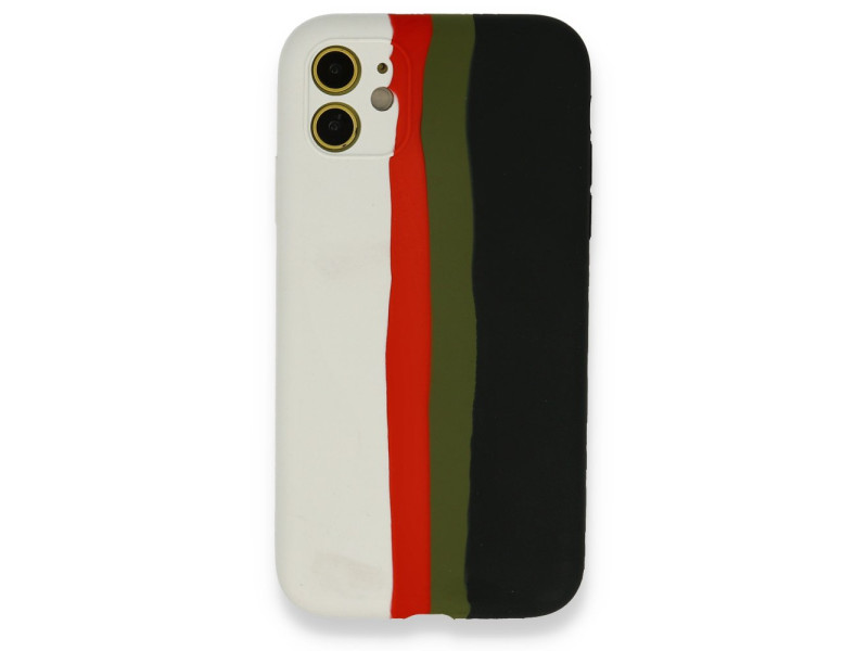 Newface iPhone 12 Kılıf Ebruli Lansman Silikon - Beyaz-Siyah