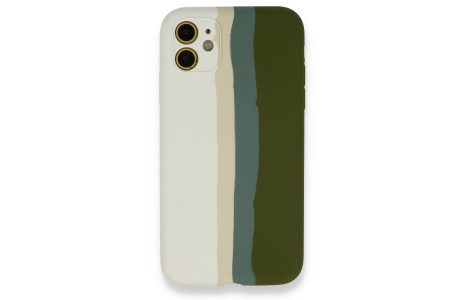 Newface iPhone 12 Kılıf Ebruli Lansman Silikon - Beyaz-Yeşil