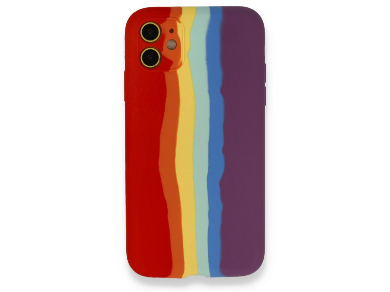 Newface iPhone 12 Kılıf Ebruli Lansman Silikon - Kırmızı-Mor