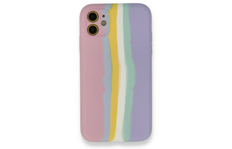 Newface iPhone 12 Kılıf Ebruli Lansman Silikon - Pembe-Lila