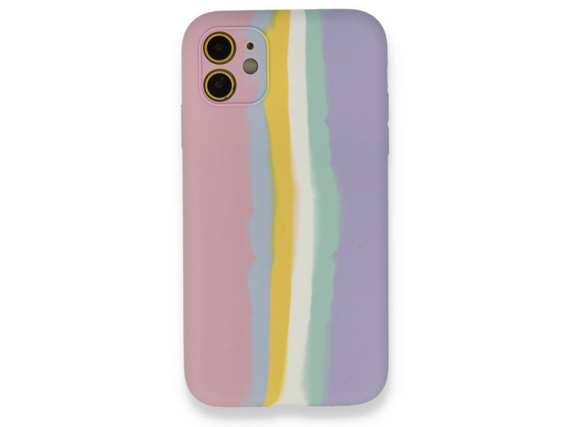 Newface iPhone 12 Kılıf Ebruli Lansman Silikon - Pembe-Lila