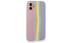 Newface iPhone 12 Kılıf Ebruli Lansman Silikon - Pembe-Lila