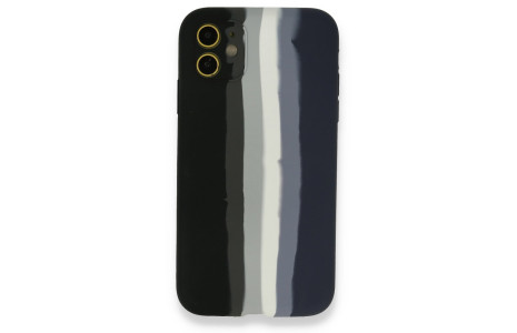 Newface iPhone 12 Kılıf Ebruli Lansman Silikon - Siyah-Lacivert