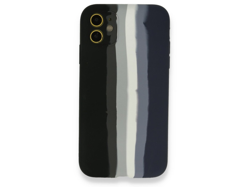 Newface iPhone 12 Kılıf Ebruli Lansman Silikon - Siyah-Lacivert