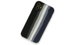 Newface iPhone 12 Kılıf Ebruli Lansman Silikon - Siyah-Lacivert