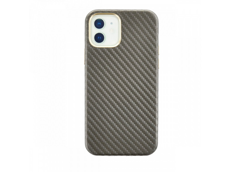 Newface iPhone 12 Kılıf Hibrit Karbon Silikon - Gri