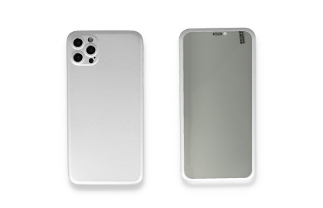 Newface iPhone 12 Pro Kılıf 360 Hayalet Full Body Silikon Kapak - Beyaz