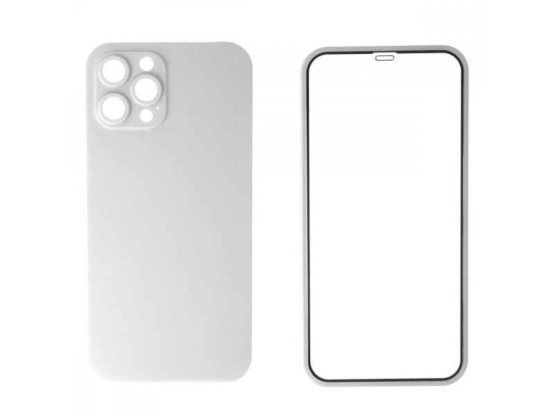 Newface iPhone 12 Pro Kılıf 360 Mat Full Body Silikon Kapak - Beyaz