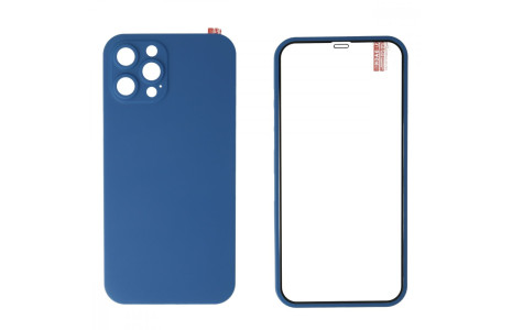 Newface iPhone 12 Pro Kılıf 360 Mat Full Body Silikon Kapak - Mavi