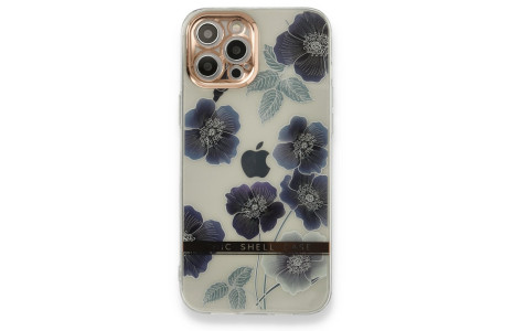 Newface iPhone 12 Pro Kılıf Çiçekli Silikon - Mor