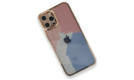 Newface iPhone 12 Pro Kılıf Çiçekli Silikon - Pembe-Mavi
