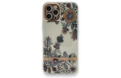 Newface iPhone 12 Pro Kılıf Çiçekli Silikon - Siyah