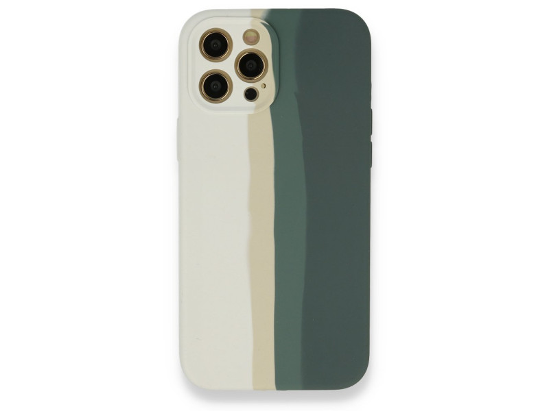 Newface iPhone 12 Pro Kılıf Ebruli Lansman Silikon - Beyaz-Gri