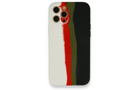 Newface iPhone 12 Pro Kılıf Ebruli Lansman Silikon - Beyaz-Siyah