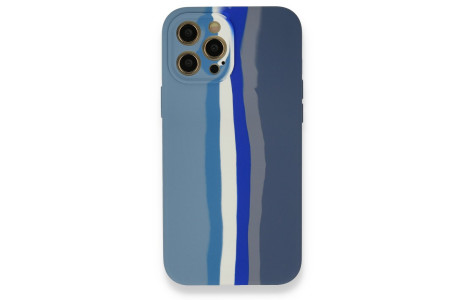 Newface iPhone 12 Pro Kılıf Ebruli Lansman Silikon - Mavi-Gri