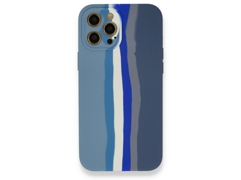 Newface iPhone 12 Pro Kılıf Ebruli Lansman Silikon - Mavi-Gri