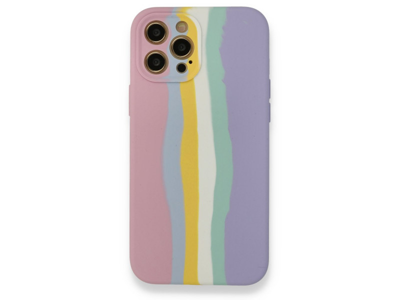 Newface iPhone 12 Pro Kılıf Ebruli Lansman Silikon - Pembe-Lila