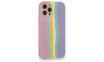Newface iPhone 12 Pro Kılıf Ebruli Lansman Silikon - Pembe-Lila