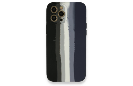 Newface iPhone 12 Pro Kılıf Ebruli Lansman Silikon - Siyah-Lacivert