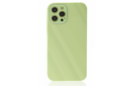 Newface iPhone 12 Pro Kılıf Glass Kapak - Açık Yeşil