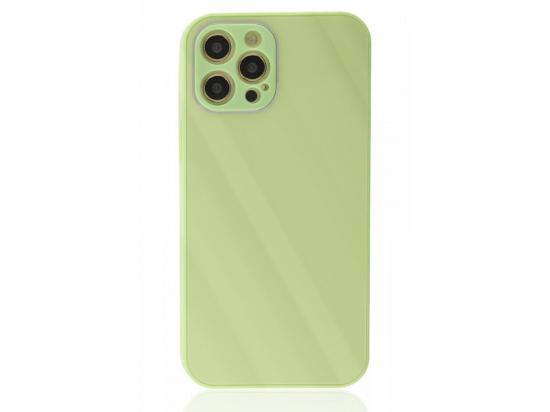 Newface iPhone 12 Pro Max Kılıf Glass Kapak - Açık Yeşil