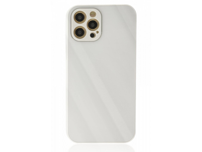 Newface iPhone 12 Pro Kılıf Glass Kapak - Beyaz