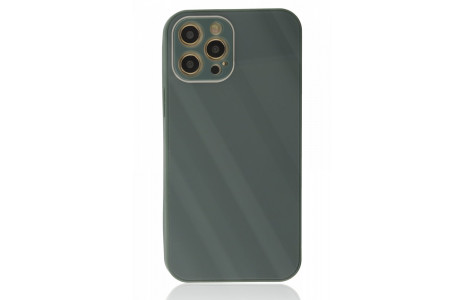 Newface iPhone 12 Pro Kılıf Glass Kapak - Koyu Yeşil