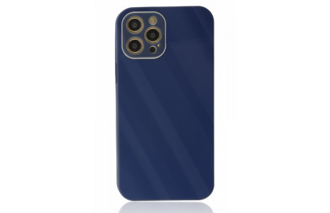 Newface iPhone 12 Pro Kılıf Glass Kapak - Lacivert