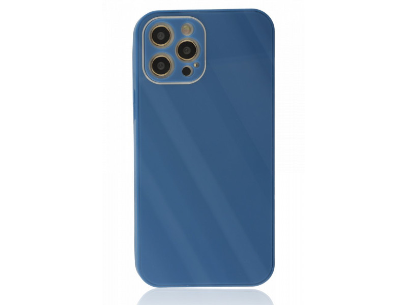 Newface iPhone 12 Pro Kılıf Glass Kapak - Mavi