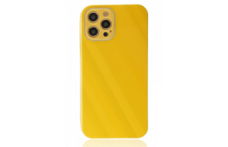 Newface iPhone 12 Pro Kılıf Glass Kapak - Sarı