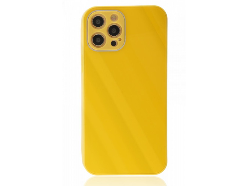 Newface iPhone 12 Pro Kılıf Glass Kapak - Sarı