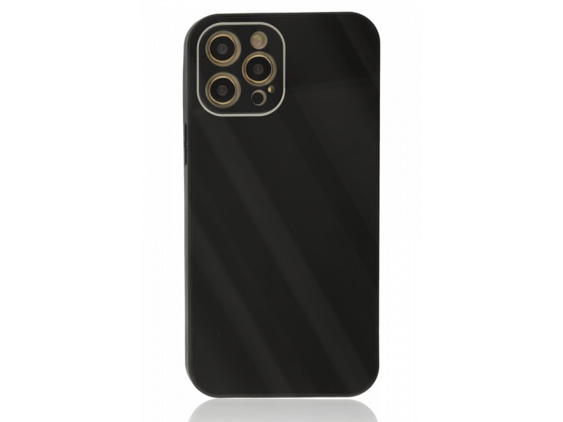 Newface iPhone 12 Pro Kılıf Glass Kapak - Siyah