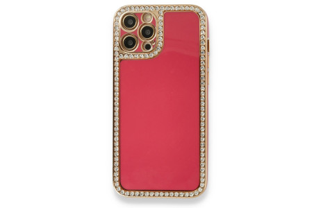 Newface iPhone 12 Pro Kılıf Solo Taşlı Silikon - Pembe